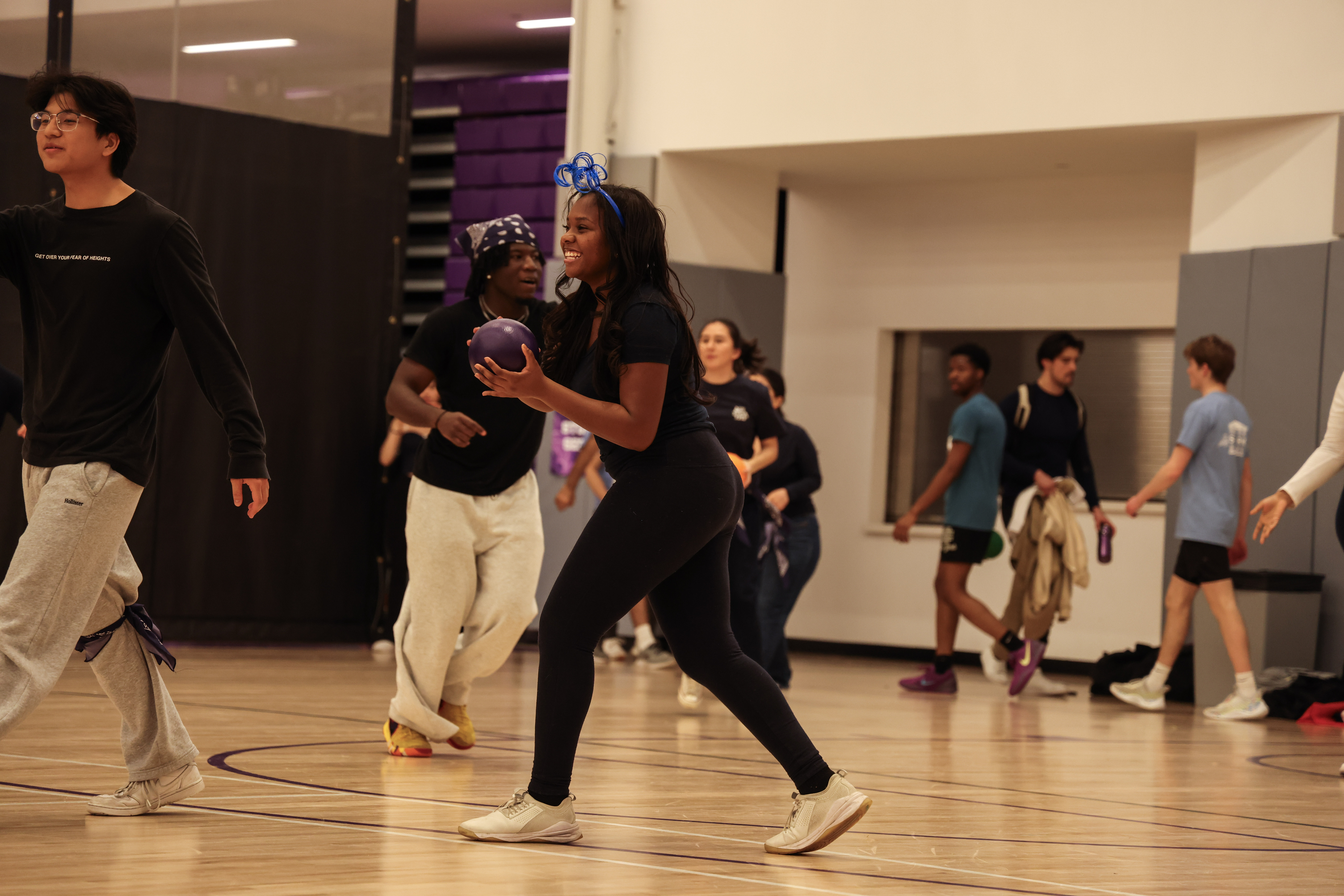 Student playing dodgeball