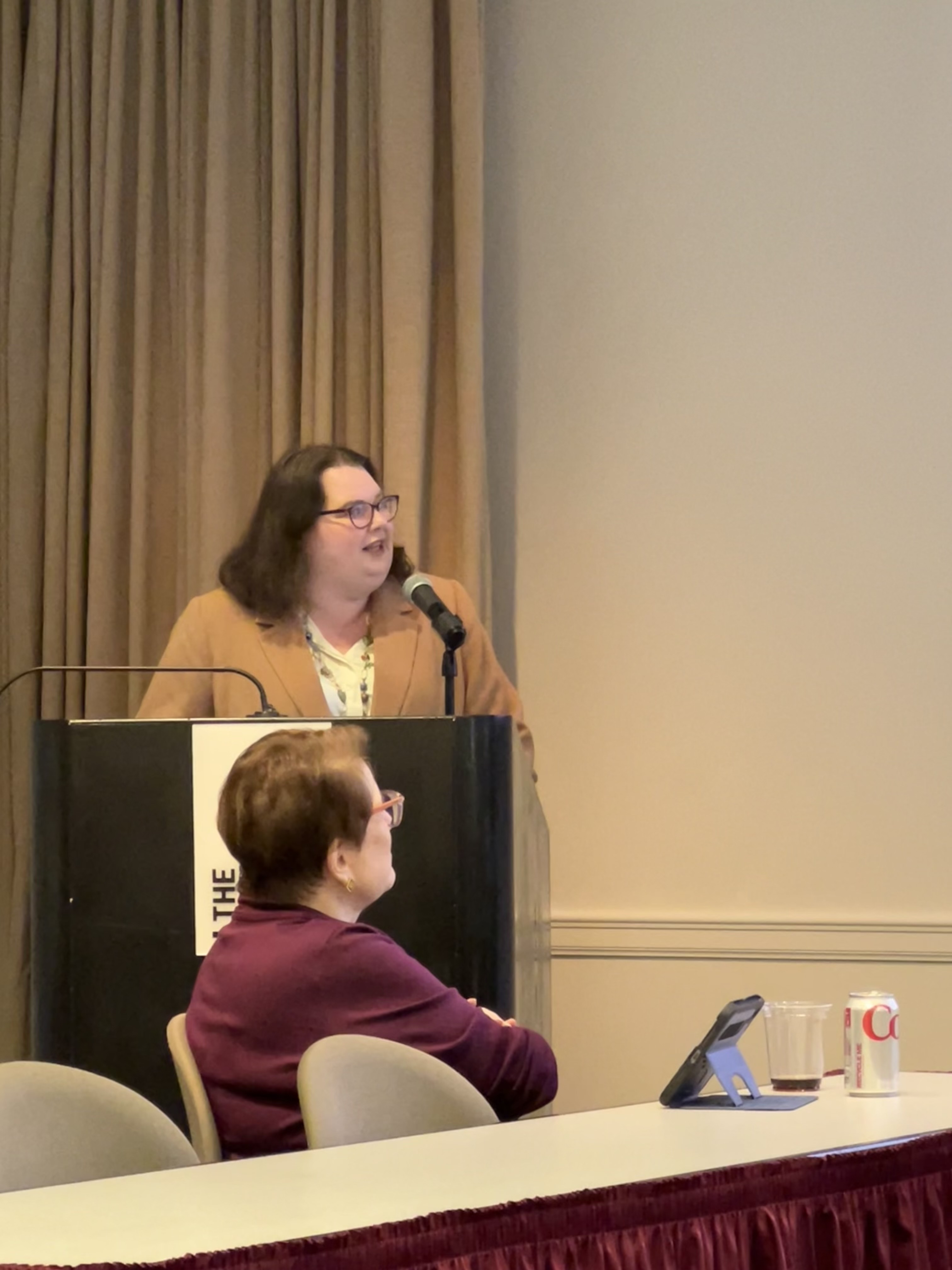 Student Kathryn Leep-Lazar speaking